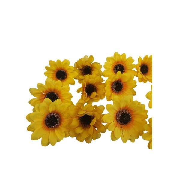 Yellow Artificial Sunflower Heads 2.5 Inch Pack Of 18 Decorative Flowers - Picture 3 of 14